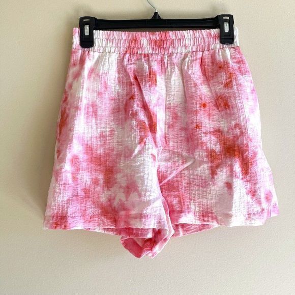 Zara Tie Dye Shorts‎ Pink Elastic Waist Womens Size S High Waist - Picture 1 of 7